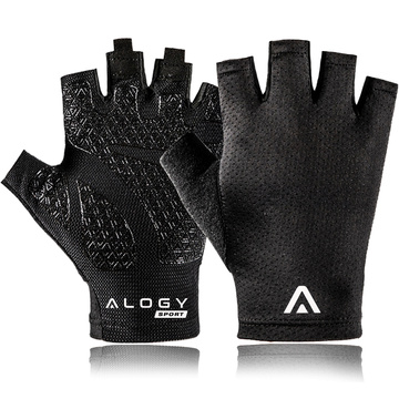 Alogy Cycling Gloves XL Short Fingerless Men's Women's Unisex Sports for MTB Gravel Kross Black