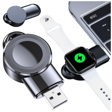 Міні-індуктивний зарядний пристрій для Apple Watch USB Charging Alogy High-End Chip Black
