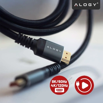 HDMI 2.1 Cable Alogy 5m 4K 8K PREMIUM COPPER ULTRA High Speed ​​60Hz 48GBps Black
