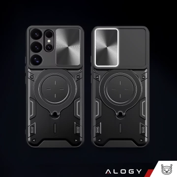 Чохол для Samsung Galaxy S25 Ultra Armor Slide Case Ring Camera Cover Cover Cover Alogy CamGuard Pro Black