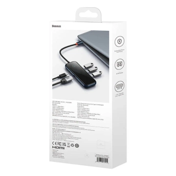 Hub 5w1 Baseus AcmeJoy series USB-C do 2xUSB 3.0 USB 2.0 USB-C PD HDMI (szary)