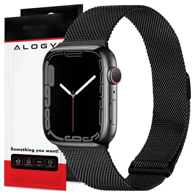 Náramek s alogickým ocelovým řemínkem pro Apple Watch 38/40/41 mm z nerezové oceli černý