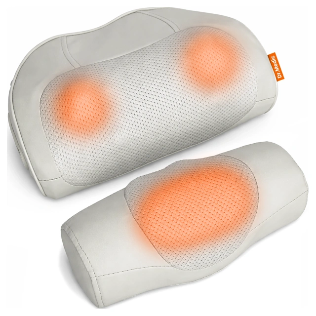 Poduszka masująca elektryczna na szyję i kark – masażer z pilotem, funkcja grzania zagłówka, relaks i redukcja napięcia mięśni – Dr.Medic RelaxNeck™