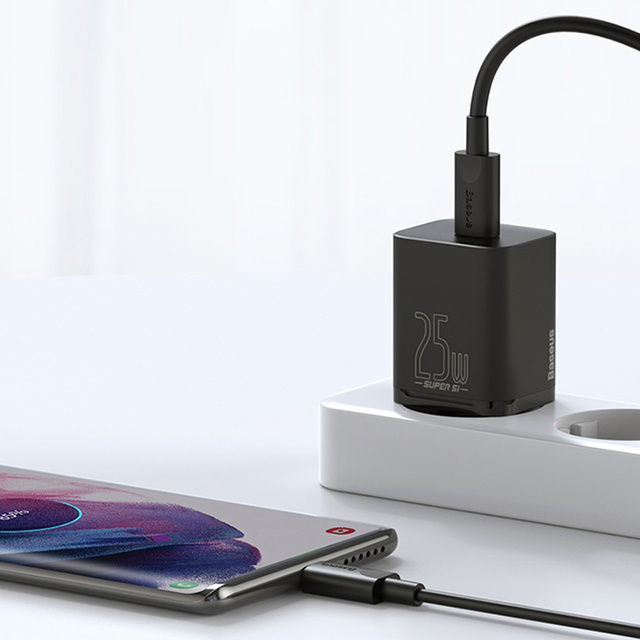 Baseus Super Si USB-C typ C PD 25W čierna nabíjačka napájacieho adaptéra