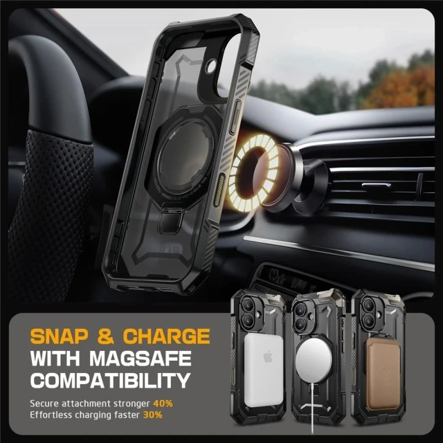 Чохол Etui Supcase UB Grip Mag Magsafe для iPhone 16 чорний