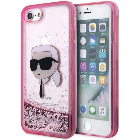 Protective phone case Karl Lagerfeld KLHCI8LNKHCP for Apple iPhone 7/8/ SE 2020/2022 pink/pink hardcase Glitter Karl Head