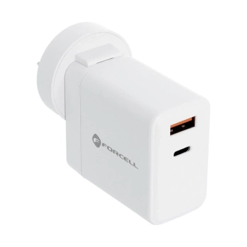 Настінний зарядний пристрій FORCELL F-ENERGY 3в1 Type C USB A PD QC4.0 3A 45W зі змінними штекерами Білий