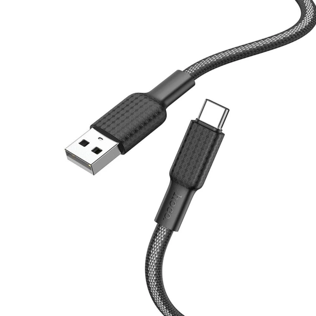 Кабель HOCO USB-A - Type-C X69 1 м чорний/білий, нейлонове обплетення 3A