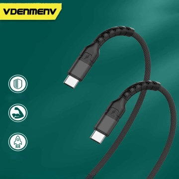 Kabel Denmen USB-C na USB-C 100W 1m s rychlonabíjením, černý