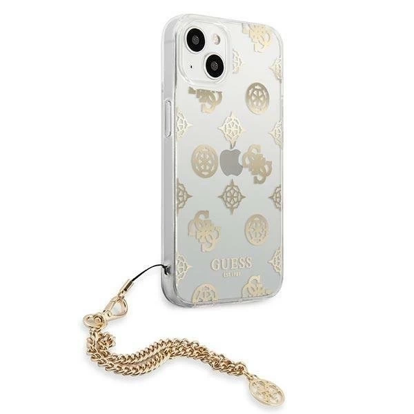 Guess GUHCP13SKSPEGO iPhone 13 mini 5,4" zlatý/zlatý pevný obal Peony Chain Collection