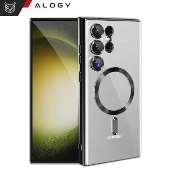 MagSafe-Hülle für Apple iPhone 16 Pro Max Alogy Glamour Luxus-Ringgehäuse Gold-Transparent