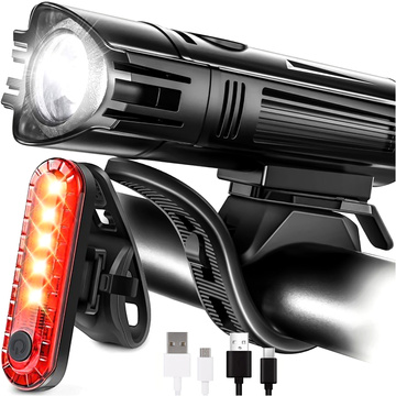 Bicycle Light 2in1 Front Rear Waterproof IPX4 LED Front Rear USB Light Bicycle Light Set Alogy