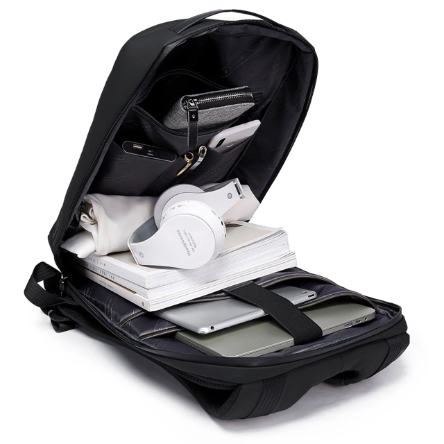 Bange Diebstahlsicherer, wasserdichter Rucksack für 15,6"-Laptops, ideal für Stadtreisen, 46 x 30 x 15 cm, für Arbeit und Flugreisen, für Damen und Herren, mit USB-Anschluss und Zahlenschloss, Schwarz