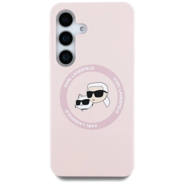 Samsung Galaxy S25 Plus Case Pink Karl Lagerfeld Silicone Double Heads And Circle MagSafe