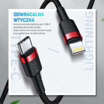 Baseus Cafule USB-C Lightning PD nylon cable 1m Black/red