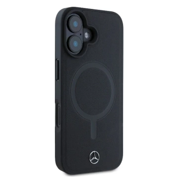 Mercedes Case for iPhone 16 6.1" Czarny MagSafe Hardcase Plain Smooth Leather