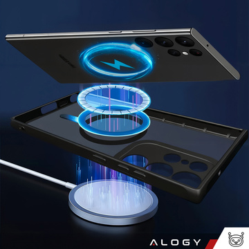 Etui do Samsung Galaxy S23 Ultra obudowa do MagSafe Case matowe Alogy Ring Mag Clear do ładowarek Qi Czarne