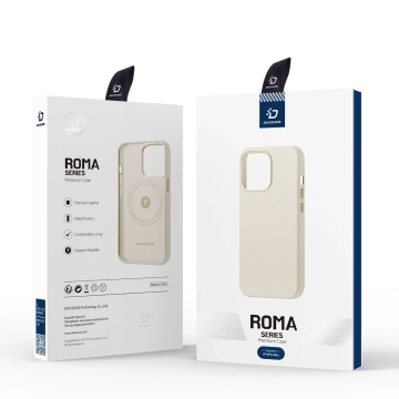 Dux Ducis Roma leather case for iPhone 13 Pro Max elegant case made of natural leather white