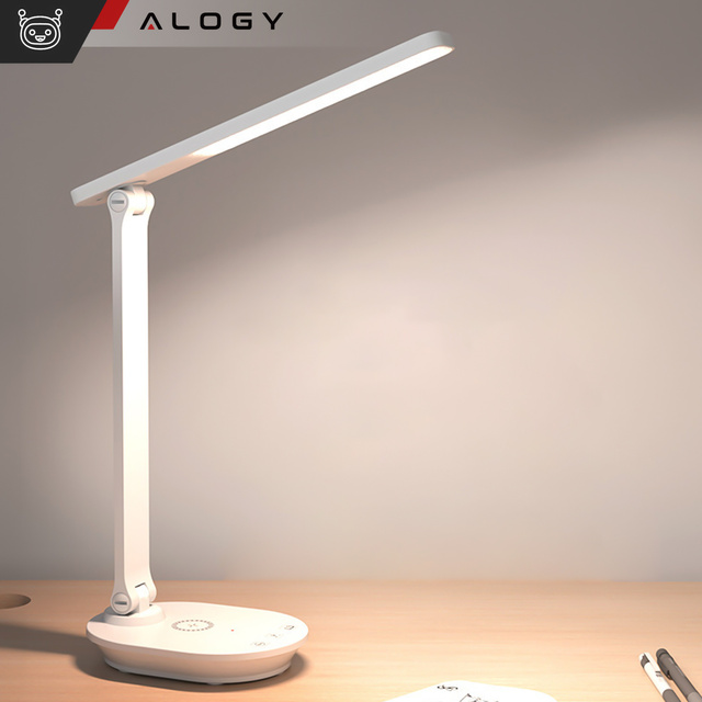 LED stolní noční lampa s QI 15W USB indukční nabíječkou pro čtecí stůl Časový spínač Alogy Desk White