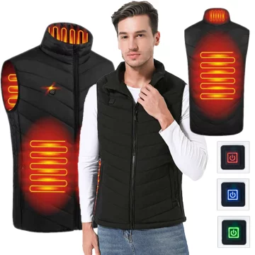 vyhřívaná vesta vyhřívaná dámská pánská prošívaná bunda bez rukávů elektrická bunda unisex velikost XL zimní teplá černá