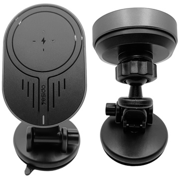 Yesido C313 Magnetic Car Holder with Qi 15W Inductive Charger for Car Cockpit Phone Black