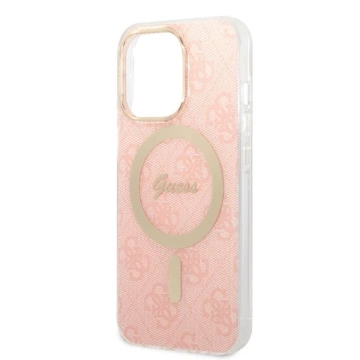 Zestaw Guess GUBPP13XH4EACSP Case Charger iPhone 13 Pro Max różowy/pink hard case 4G Print MagSafe