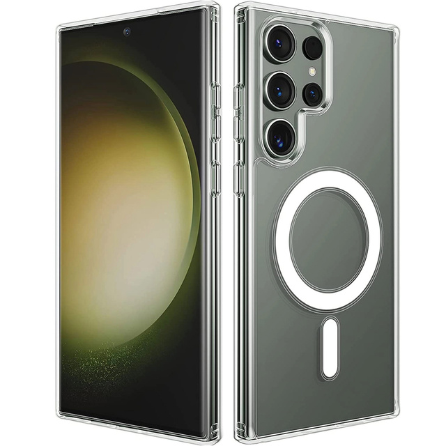 Pouzdro pro Samsung Galaxy S24 Ultra Mag Safe Case Zadní kryt krytu Anti-Shock Clear Alogy Transparent Glass