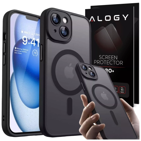 Чохол для Apple iPhone 13 Alogy MagSafe Hybrid Matte Case Matte Cover with Lens Protection Black Glass