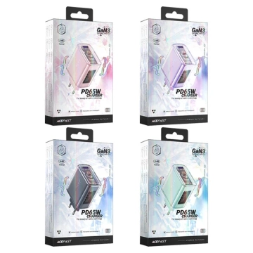 Зарядний пристрій Acefast A45 GaN 65 Вт з 3 портами (1xUSB, 2xUSB-C) зеленого кольору