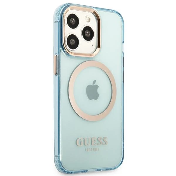 Etui Guess GUHMP13LHTCMB do iPhone 13 Pro / 13 6,1" hard case Gold Outline Translucent MagSafe