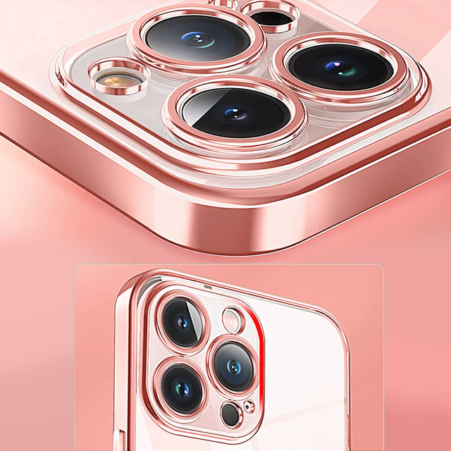 Alogy TPU Luxury Case with Camera Protector для Apple iPhone 12 Pro Pink Clear Glass