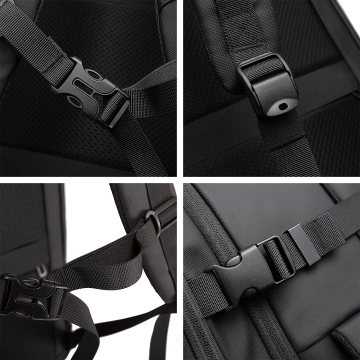 Bange wasserdichter Rucksack für 15,6-Zoll-Laptop, Stadtreisender, 45 x 30 x 16 cm, für Arbeit, Flugzeug, Herren, Damen, mit USB-Anschluss Schwarz