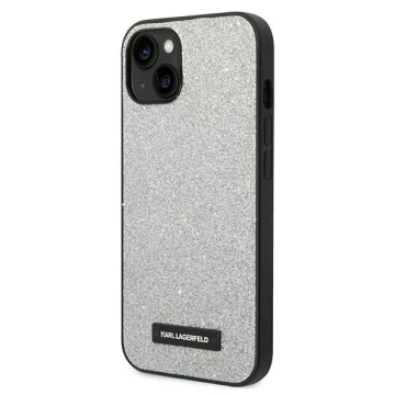 Karl Lagerfeld KLHCP14MG2ELS protective phone case for Apple iPhone 14 Plus 6.7" hardcase silver/silver Glitter Plaque Logo