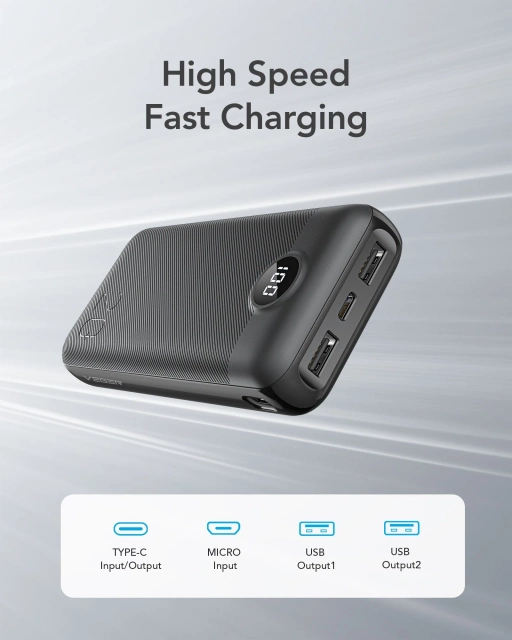 Powerbank Externá batéria VEGER L20S - 20 000mAh LCD Quick Charge PD 20W čierna (VP2039PD / W2039PD )
