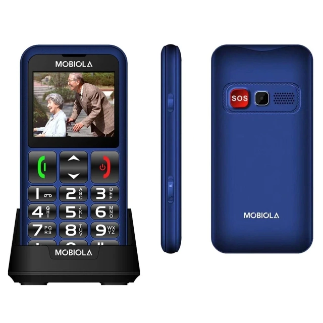 GSM telefón Mobiola MB700 Blue 2G so stolnou nabíjačkou pre seniorov