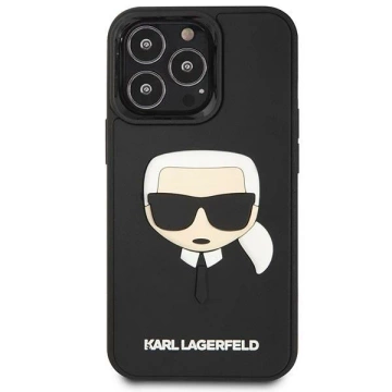Etui Karl Lagerfeld KLHCP14LKH3DBK pro iPhone 14 Pro 6,1" pevné pouzdro 3D Rubber Karl`s Head