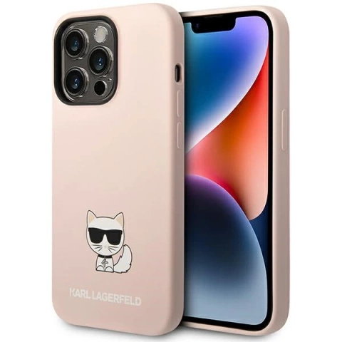 Etui Karl Lagerfeld KLHCP14XSLCTPI do iPhone 14 Pro Max 6,7" hardcase Silicone Choupette Body jasnoróżowy/light pink