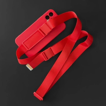 Rope Case Silicone Cover with Lanyard Purse Lanyard Strap for Samsung Galaxy A73 Red