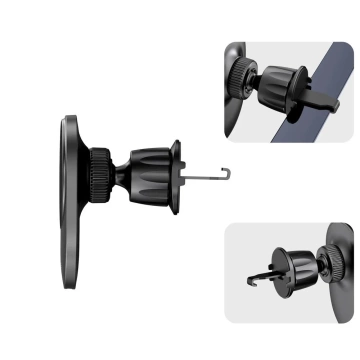 Magnetický indukčný držiak do auta MM15W-V1 Magnetický MagSafe Vent držiak do auta bezdrôtová nabíjačka 15W na mriežku čierna