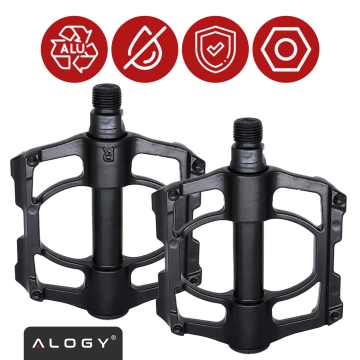 Platform bicycle pedals for MTB bicycles, aluminum 9/16" Black aluminum set [2 pcs.]