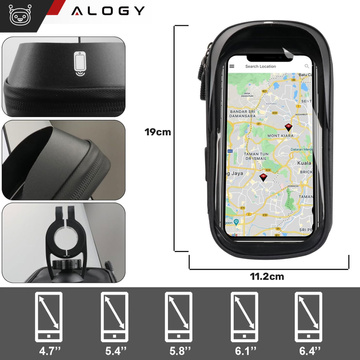 Pouzdro Brašna na kolo Pouzdro na telefon 6,4 palcový držák na řidítka na kolo 0,5 l Černá Nástroje Multitool Keys 16v1 Alogy
