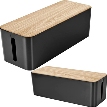 Organizér box na kabely lišty box M stůl podlaha Alogy BOX dřevo Černý