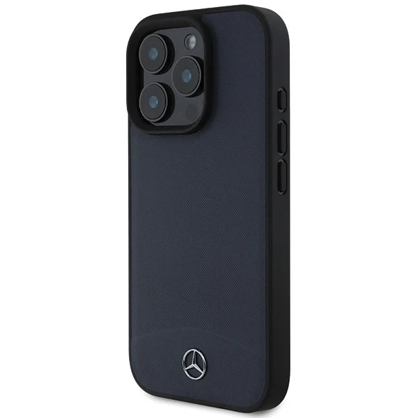 Puzdro Mercedes pre iPhone 16 Pro Max 6,9" šedé pevné puzdro s textúrou a hladkou kožou MagSafe