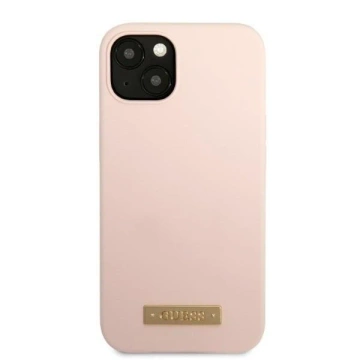 Etui Guess GUHMP13MSBPLP pro Apple iPhone 13 6,1" różowy/růžové pevné pouzdro Silikonová deska s logem MagSafe