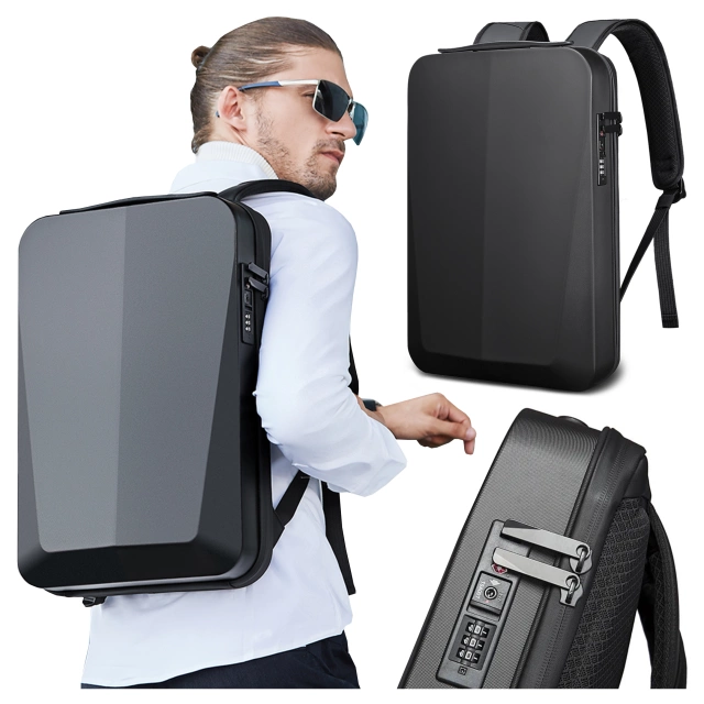 Bange wasserdichter Rucksack für 15,6-Zoll-Laptop, Stadtreisender, 45 x 30 x 16 cm, für Arbeit, Flugzeug, Herren, Damen, mit USB-Anschluss Schwarz