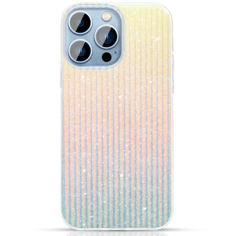 Luxusní elegantní pouzdro Kingxbar Travel Series pro iPhone 13 Pro Modrá / Oranžová (mraky)