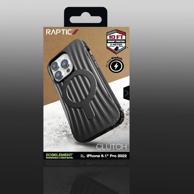 Puzdro Raptic Clutch Built Case na iPhone 14 Pro so zadným krytom MagSafe čierne