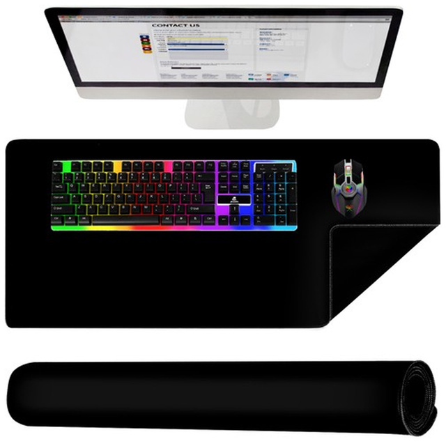 Podložka pod myš, klávesnica, ochranná podložka na stôl, veľká XXL 90x45cm Čierna