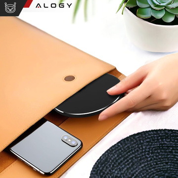 QI bezdrátová indukční nabíječka 20W rychlá LED Alogy kulatý silný USB-C kabel Černý