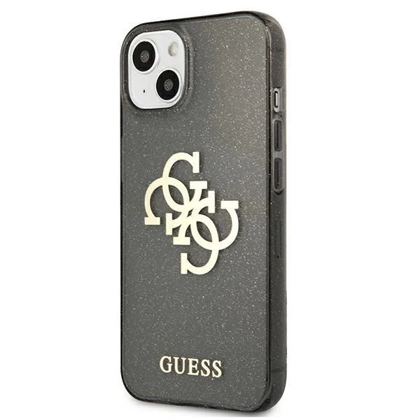Guess GUHCP13SPCUGL4GBK iPhone 13 mini 5,4" čierne/čierne pevné puzdro Glitter 4G Big Logo